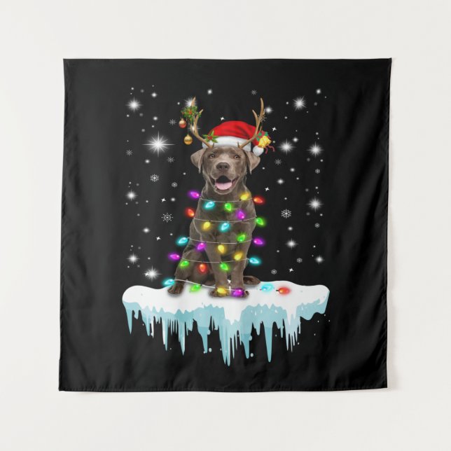 Tapete De Parede Pão Cão| Chocolate Labrador Christmas Light (Frente)