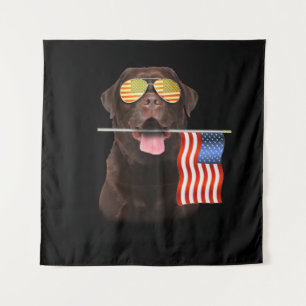 Tapete De Parede Pão Cão  Chocolate Labrador EUA Flag