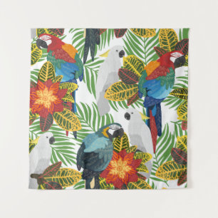 Tapete De Parede Papagaios tropicais, padrão perfeito de vintage.