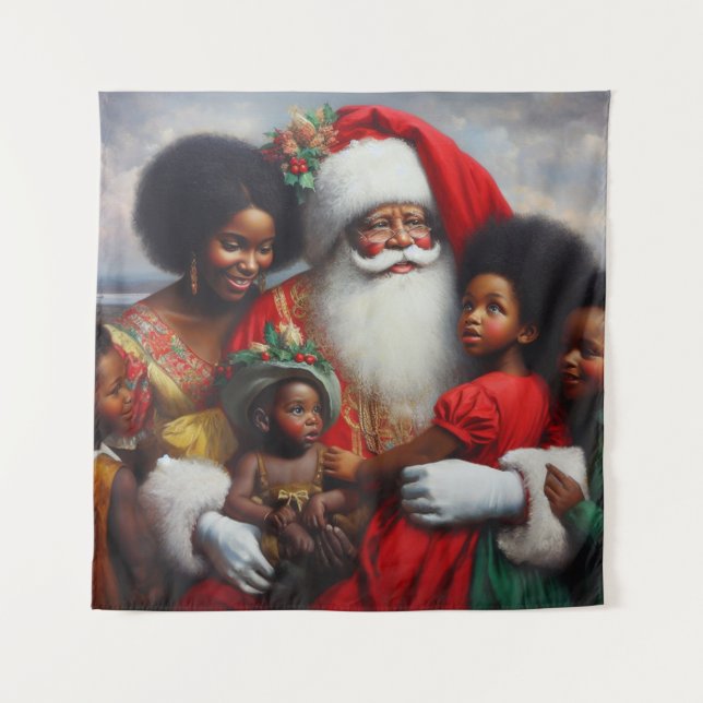 Tapete De Parede Papais noeis de Natal com Crianças 7 (Frente)