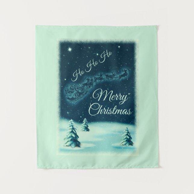 Tapete De Parede Papais noeis e suas Reindeers no Céu Noturno de Na (Frente)