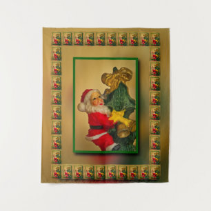 Tapete De Parede Papais noeis Vintage Jolly na Árvore de Natal, Dou