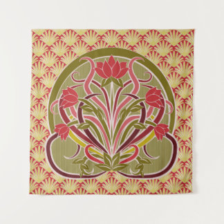 Tapete De Parede Papel de parede floral no estilo art nouveau, vint