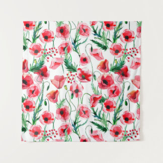 Tapete De Parede Papoulas vermelhas: ilustração floral em aquarela