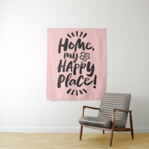 Tapete De Parede PARA CASA, meu Lugar Feliz! Letra rosa francesa