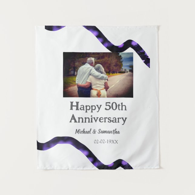 Tapete De Parede Parabéns ao aniversário de 50 anos adicionar nome  (Frente)