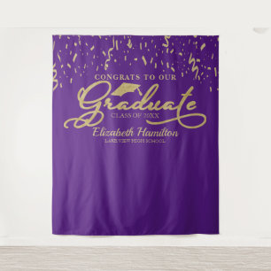 Tapete De Parede Parabéns ao Graduado Fundo Dourado e Roxo