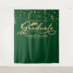Tapete De Parede Parabéns ao Graduado Fundo Dourado e Verde