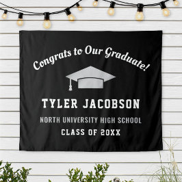 Tapete De Parede Parabéns ao nosso Formando, preto e prateado, pers