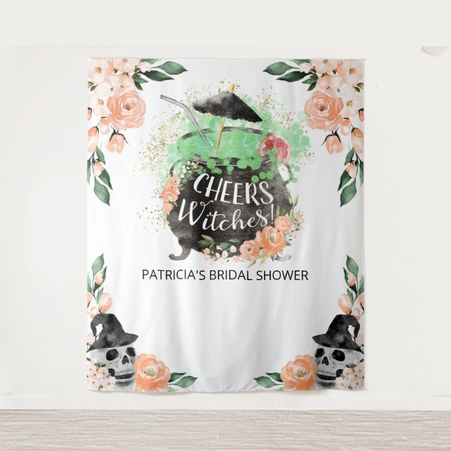 Tapete De Parede Parabéns Bruxas Bolo de Noiva de Halloween Fundo (Frente)