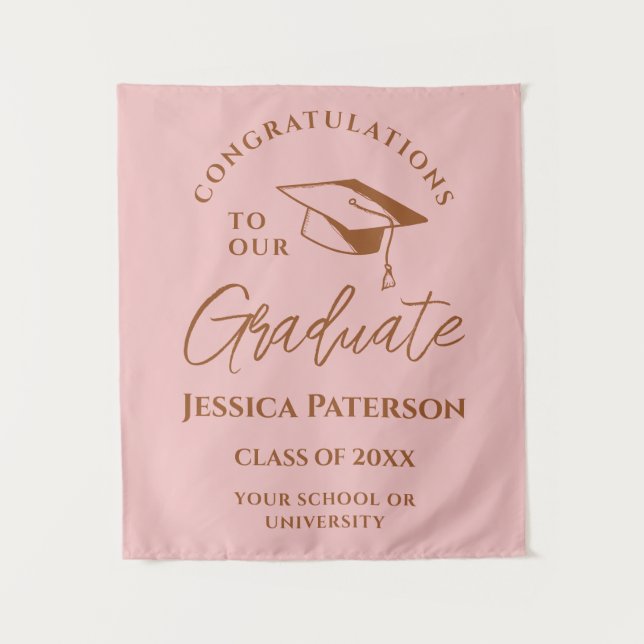 Tapete De Parede Parabéns Castanhos Rosa Bebês Para Nosso Formando (Frente)