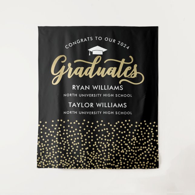 Tapete De Parede Parabéns dois Formandos do Partido Confetti Dourad (Frente)