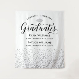 Tapete De Parede Parabéns, dois Formandos do partido Silver Confett