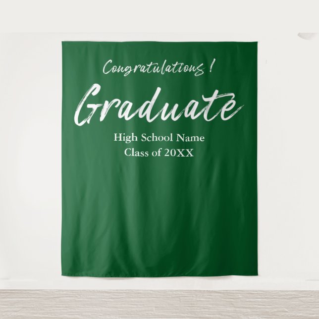Tapete De Parede Parabéns Graduado Roteiro Verde Moderno (Frente)