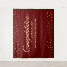 Tapete De Parede Parabéns Ouro Vermelho Classe de Graduação 2024