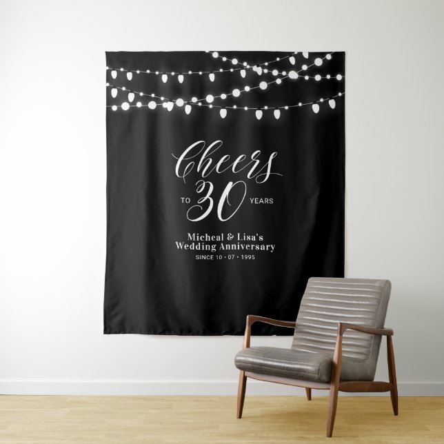Tapete De Parede Parabéns por 30 anos Black & White 30th Anniversar (In Situ)