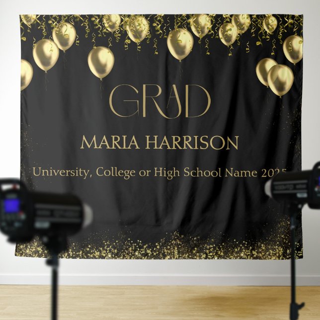 Tapete De Parede Parede de Fotografias Dourada e Preta de Graduação (Criador carregado)