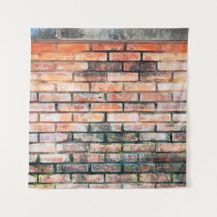 Tapete De Parede Parede de tijolos vermelhos com serras abstratas,