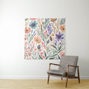 Tapete De Parede Parede Floral de Aguarela de Flor Silvestre Boho P