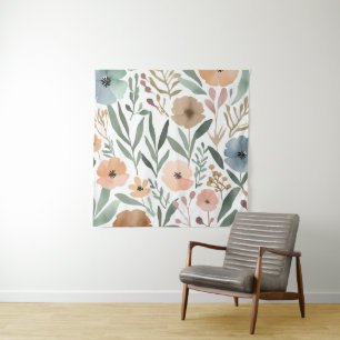 Tapete De Parede Parede Floral Pastel Flor de Água Boho Selvagem