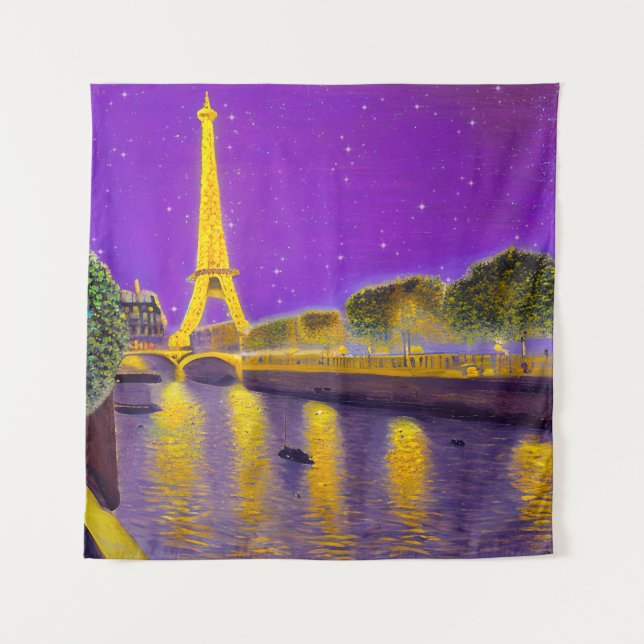 Tapete De Parede Paris ao longo do Sena sob as Estrelas (Frente)