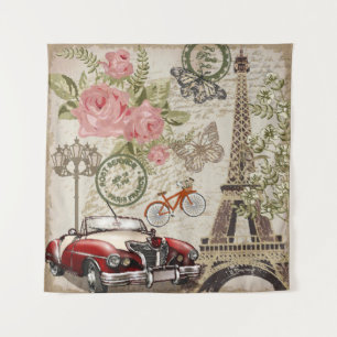 Tapete De Parede Paris Vintage: Estilo do Cartão-Postal