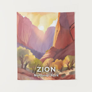 Tapete De Parede Parque Nacional de Zion Aquarela de Viagem