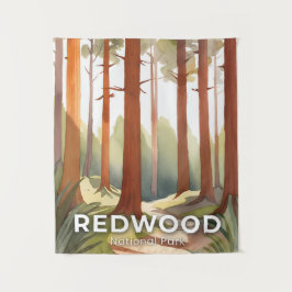 Tapete De Parede Parque Nacional Redwood | Arte de Viagem em Aquare