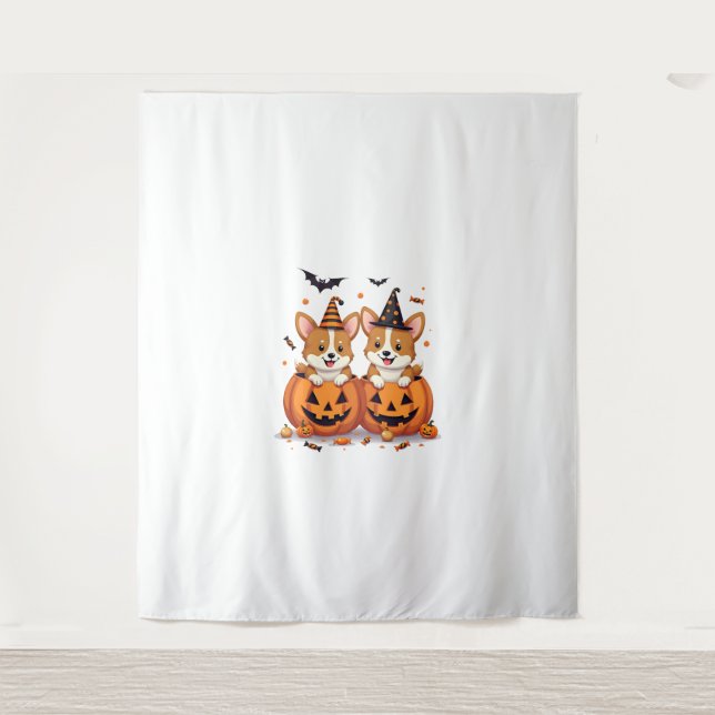 Tapete De Parede Partido Pumpkin Corgi (Frente)