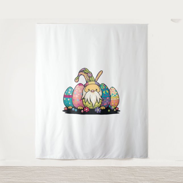 Tapete De Parede Páscoa Primavera Cute Gnomo Cura de Ovos (Frente)