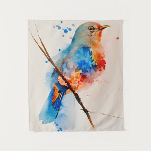 Tapete De Parede Pássaro Aquarela Pintura Canvas Parede Arte Pássar