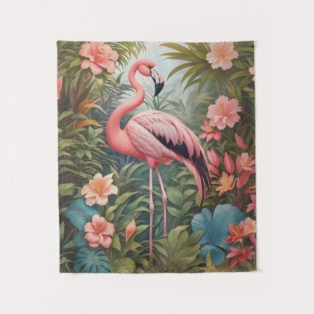 Tapete De Parede Pássaro Flamingo Tropical Rosa Gordo (Frente)