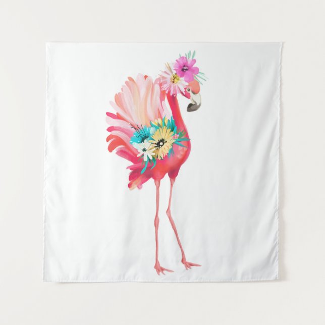 Tapete De Parede Pássaro mexicano bonito e bonito, rosa e flamingo, (Frente)