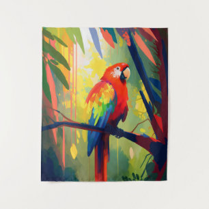 Tapete De Parede Pássaro-papagaio Retrato Pintando Vida Selvagem Li