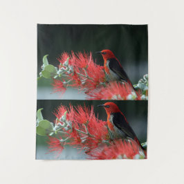 Tapete De Parede Pássaro Vermelho na Parede Verde - Surpreendente