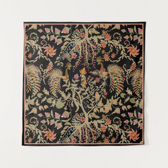 Tapete De Parede Pássaros Florais Chineses (Frente)