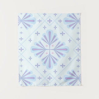 Tapete De Parede Pastel Blue Geometric Floral Repeat Pattern 