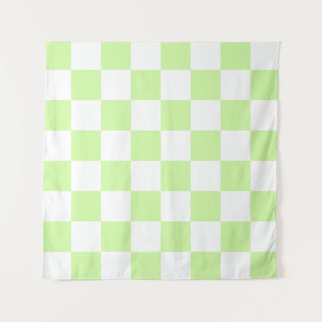 Tapete De Parede Pastel Green Checkered Gingham Patterno (Frente)