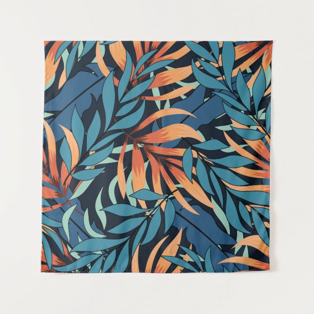 Tapete De Parede Pastel Tropical Abstrato Botânica (Frente)
