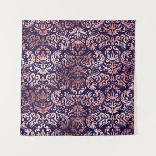 Tapete De Parede Pat clássico de folha rosa de ouro úmido e sem c