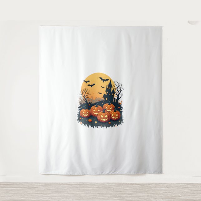 Tapete De Parede Patch de Abóbora Spooky - Tee Retro Halloween (Frente)