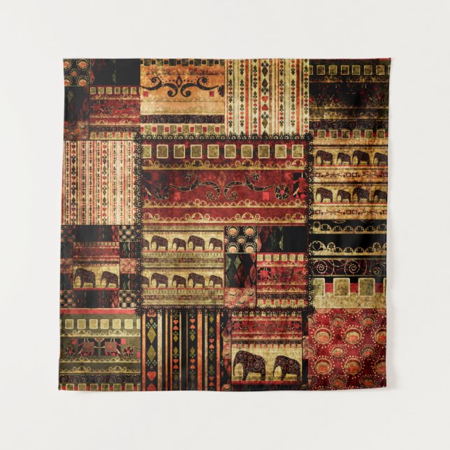 Tapete De Parede Patchwork african standard grunge impressão (Frente)
