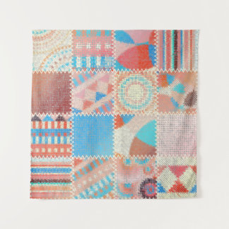 Tapete De Parede Patchwork de Canvas bruta: padrão de vinheta textu