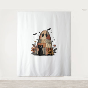 Tapete De Parede Patchwork Halloween Ghost black cat Essential T-Sh