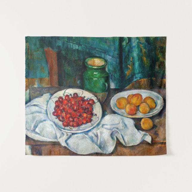 Tapete De Parede Paul Cezanne - Ainda vive com cerejas e caçadores (Frente (Horizontal))