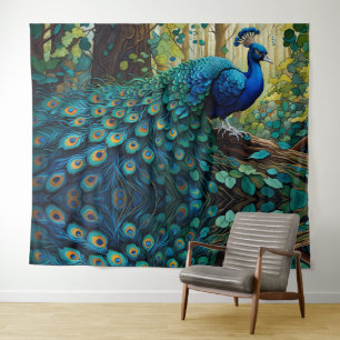 Tapete De Parede Pavão Azul na floresta