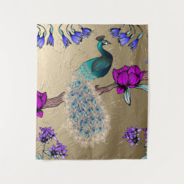 Tapete De Parede Pavão Dourado