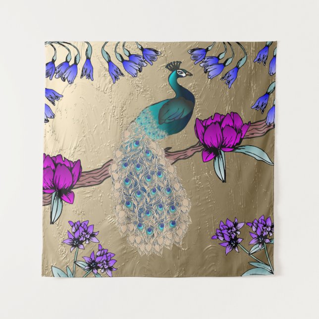 Tapete De Parede Pavão Dourado (Frente)