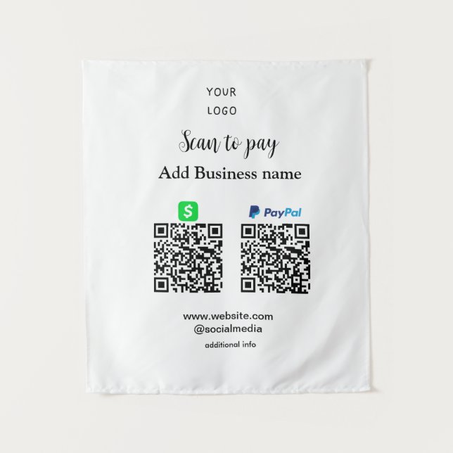 Tapete De Parede Paypal Cashapp digitalizar para pagar QR adicionar (Frente)