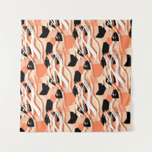 Tapete De Parede Peach Black White Abstrato Pattern.